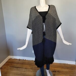 Trina Turk Tie Front Fringe Sweater, VGUC, Size M/L